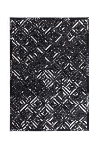 Teppich >Spark< in Schwarz / Silber, 100% Leder - 150x80cm (LxB)
