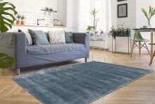 Teppich >Village< in Blau, 100% Viskose - 170x120cm (LxB)