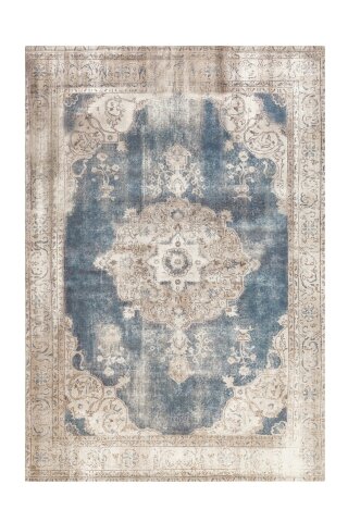 Teppich >Vintage< in Creme / Blau, 100% Modacryl - 200x140cm (LxB)