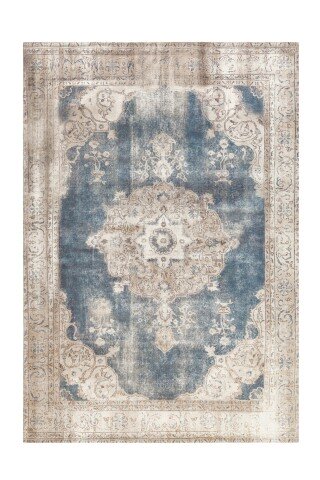 Teppich >Vintage< in Creme / Blau, 100% Modacryl - 290x200cm (LxB)