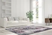 Teppich >Vintage< in Anthrazit, 100% Modacryl -...