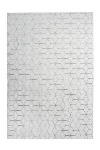 Teppich >Vivica< in Weiß / Anthrazit, 100% Polyester - 150x80cm (LxB)