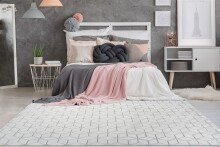 Teppich >Vivica< in Weiß / Anthrazit, 100% Polyester - 150x80cm (LxB)