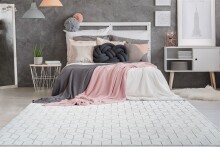 Teppich >Vivica< in Weiß / Graublau, 100% Polyester - 150x80cm (LxB)