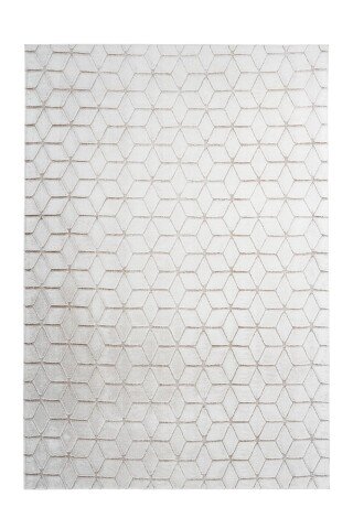 Teppich >Vivica< in Weiß / Taupe, 100% Polyester - 160x120cm (LxB)