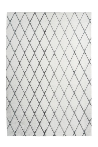 Teppich >Vivica< in Weiß / Anthrazit, 100% Polyester - 150x80cm (LxB)