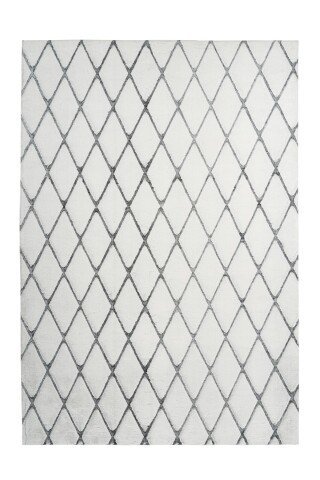 Teppich >Vivica< in Weiß / Anthrazit, 100% Polyester - 150x80cm (LxB)