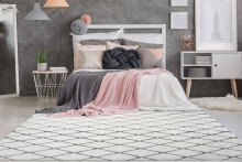 Teppich >Vivica< in Weiß / Anthrazit, 100% Polyester - 150x80cm (LxB)