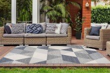 Teppich >Yoga< in Grau / Creme, 100% Polyester - 290x200cm (LxB)