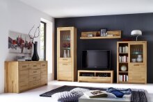 Wohnwand >Fenja< (4-teilig) in Kernbuche massiv - 309x203x46 (BxHxT)