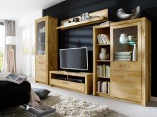 Wohnwand >Fenja< (4-teilig) in Kernbuche massiv - 309x203x46 (BxHxT)