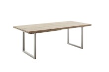 Kulissen-Esstisch >BROOKLYN< in Bianco geölt / Edelstahl - 200/300x73x100 (BxHxT)