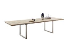 Kulissen-Esstisch >BROOKLYN< in Bianco geölt / Edelstahl - 200/300x73x100 (BxHxT)