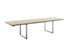 Kulissen-Esstisch >BROOKLYN< in Bianco geölt / Edelstahl - 200/300x73x100 (BxHxT)