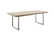Kulissen-Esstisch >BROOKLYN< in Bianco geölt / Edelstahl - 300x73x100 (BxHxT)
