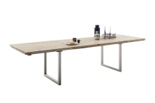 Kulissen-Esstisch >BROOKLYN< in Wildeiche geölt / Edelstahl - 300x73x100 (BxHxT)