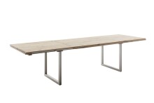 Kulissen-Esstisch >BROOKLYN< in Bianco geölt / Edelstahl - 320x73x100 (BxHxT)