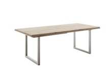 Kulissen-Esstisch >BROOKLYN< in Bianco geölt / Edelstahl - 320x73x100 (BxHxT)