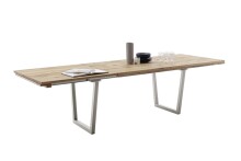 Kulissen-Esstisch >BROOKLYN< in Wildeiche geölt / Edelstahl - 300x73x100 (BxHxT)