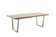 Kulissen-Esstisch >BROOKLYN< in Bianco geölt / Edelstahl - 320x73x100 (BxHxT)