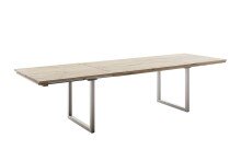 Kulissen-Esstisch >BROOKLYN< in Bianco geölt / Edelstahl - 280x73x100 (BxHxT)