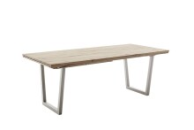 Kulissen-Esstisch >BROOKLYN< in Bianco geölt / Edelstahl - 320x73x100 (BxHxT)