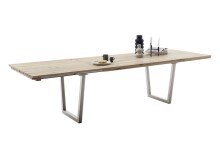 Kulissen-Esstisch >BROOKLYN< in Bianco geölt / Edelstahl - 320x73x100 (BxHxT)