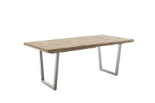 Kulissen-Esstisch >BROOKLYN< in Bianco geölt / Edelstahl - 280x73x100 (BxHxT)