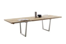 Kulissen-Esstisch >BROOKLYN< in Wildeiche geölt / Edelstahl - 300x73x100 (BxHxT)