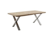 Kulissen-Esstisch >BROOKLYN< in Wildeiche geölt / Edelstahl - 300x73x100 (BxHxT)