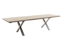 Kulissen-Esstisch >BROOKLYN< in Bianco geölt / Edelstahl - 320x73x100 (BxHxT)