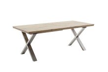 Kulissen-Esstisch >BROOKLYN< in Bianco geölt / Edelstahl - 280x73x100 (BxHxT)