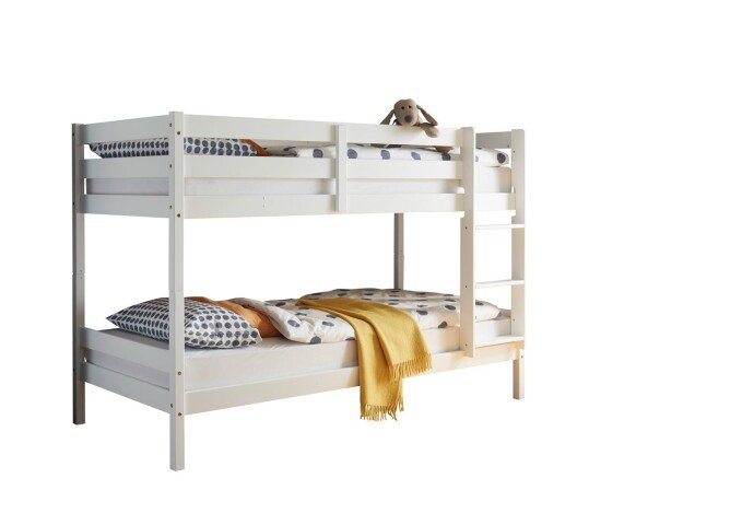 Etagenbett >Moritz< inkl. 2x Rollrost, weiss, Kiefer teilmassiv - 97x140x207cm (BxHxT)