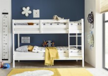 Etagenbett >Moritz< inkl. 2x Rollrost, weiss, Kiefer teilmassiv - 97x140x207cm (BxHxT)