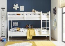 Etagenbett >Moritz< inkl. 2x Rollrost, weiss, Kiefer teilmassiv - 97x140x207cm (BxHxT)
