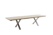 Kulissen-Esstisch >BROOKLYN< in Bianco geölt / Edelstahl - 320x73x100 (BxHxT)