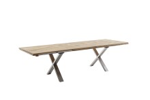 Kulissen-Esstisch >BROOKLYN< in Bianco geölt / Edelstahl - 280x73x100 (BxHxT)
