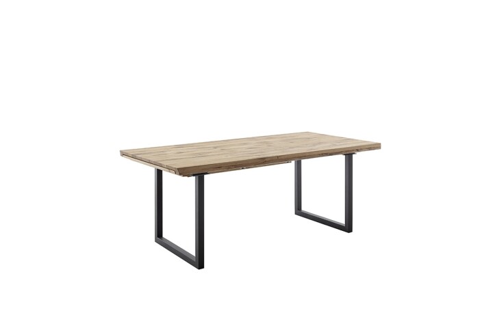 Kulissen-Esstisch >BROOKLYN< in Wildeiche geölt / Metall - 320x73x100 (BxHxT)