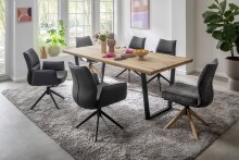 Kulissen-Esstisch >BROOKLYN< in Wildeiche geölt / Metall - 280x73x100 (BxHxT)