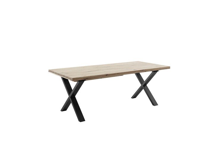 Kulissen-Esstisch >BROOKLYN< in Bianco geölt / Metall - 320x73x100 (BxHxT)