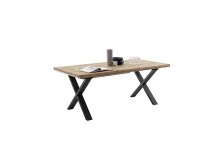 Kulissen-Esstisch >BROOKLYN< in Wildeiche geölt / Metall - 280x73x100 (BxHxT)