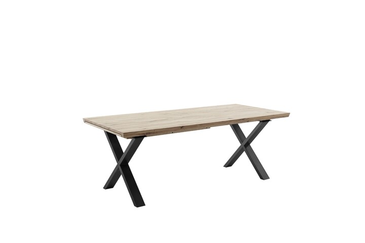 Kulissen-Esstisch >BROOKLYN< in Bianco geölt / Metall - 320x73x100 (BxHxT)