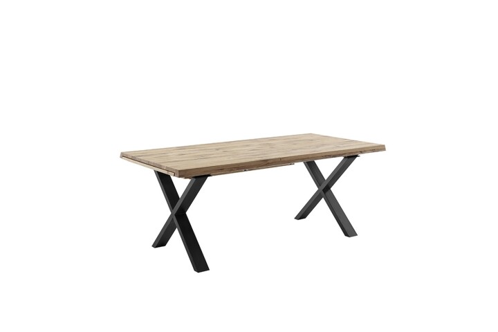 Kulissen-Esstisch >BROOKLYN< in Bianco geölt / Metall - 280x73x100 (BxHxT)