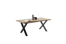 Kulissen-Esstisch >BROOKLYN< in Bianco geölt / Metall - 280x73x100 (BxHxT)