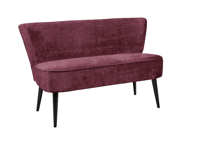 Essbank >LORD< Massivholzfüße, Bezugsstoff burgund - 136x87x65 (BxHxT)