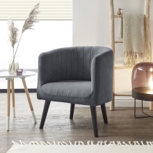 Loungesessel >PAUL< Nosag-Federung, Massivholzfüße, Bezug anthrazit - 61x82x58 (BxHxT)