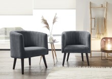 Loungesessel >PAUL< Nosag-Federung, Massivholzfüße, Bezug anthrazit - 61x82x58 (BxHxT)