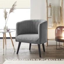 Loungesessel >PAUL< Nosag-Federung, Massivholzfüße, Bezug dark grey - 61x82x58 (BxHxT)