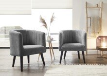 Loungesessel >PAUL< Nosag-Federung, Massivholzfüße, Bezug dark grey - 61x82x58 (BxHxT)