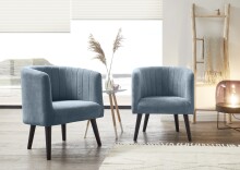 Loungesessel >PAUL< Nosag-Federung, Massivholzfüße, Bezug denim blue - 61x82x58 (BxHxT)